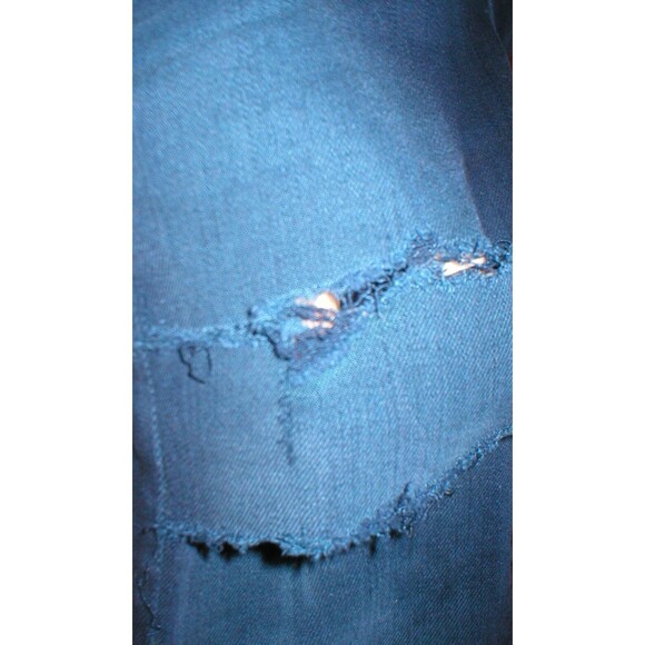 New $255 Womens Designer AG Jeans Premiere Skinny Straight Black 25 Slashed Dark - Picture 12 of 12